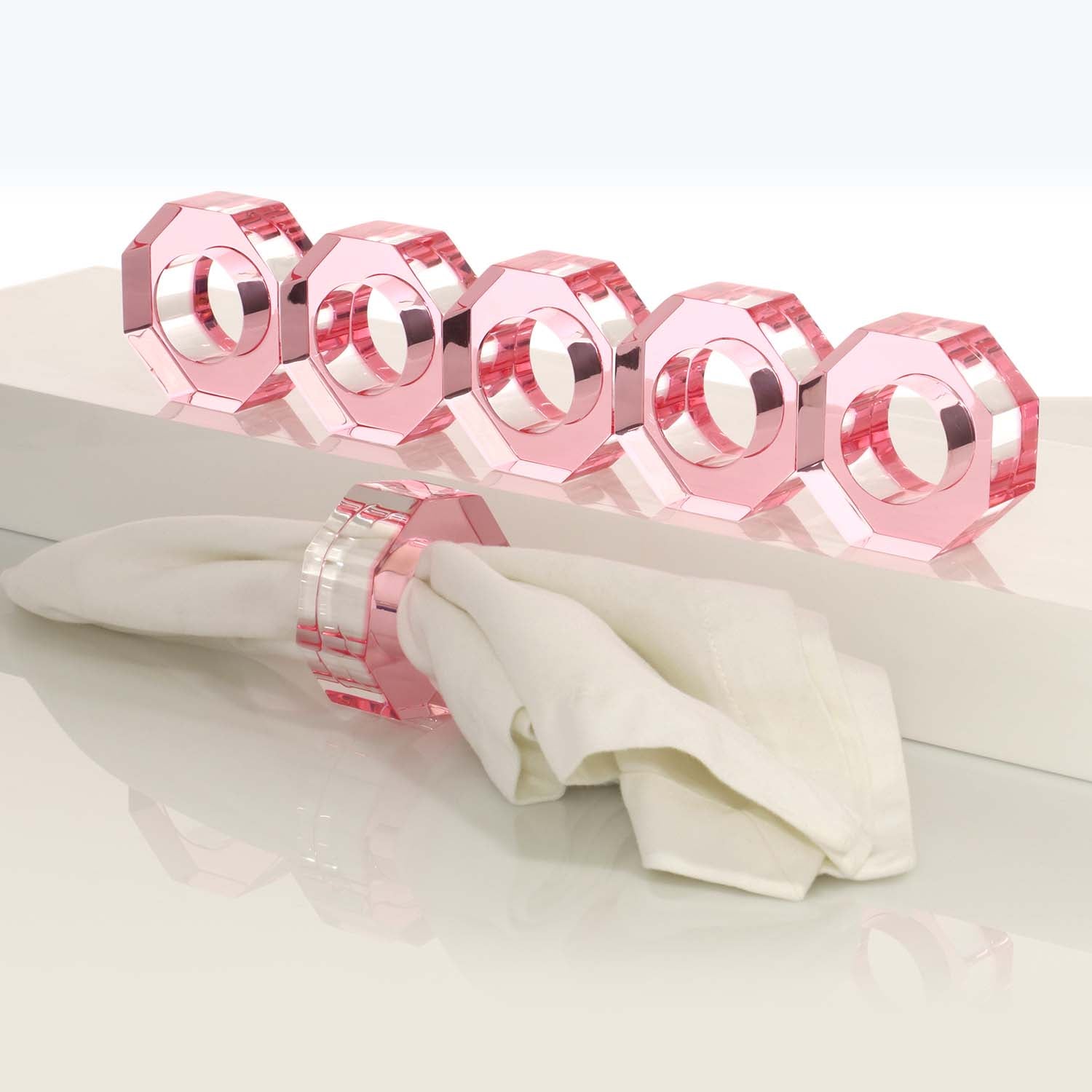 Bolt Dining Ring Set-Clear Rose