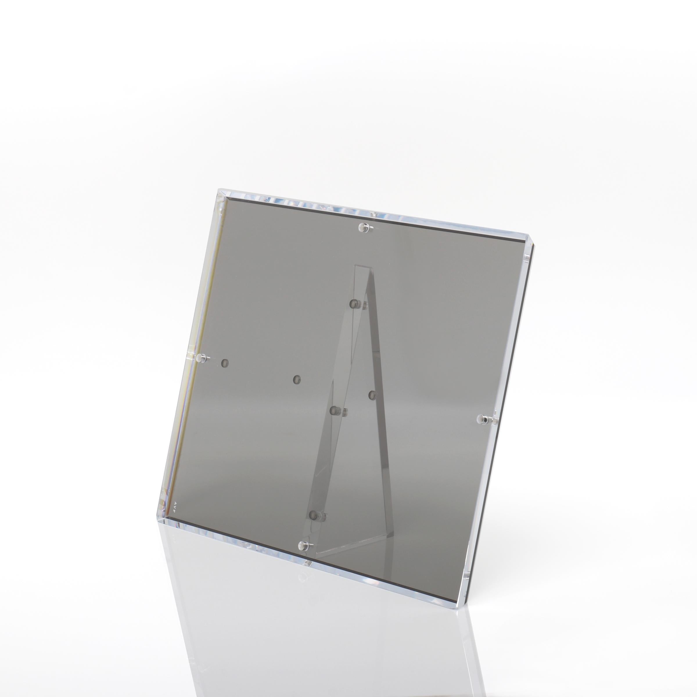 Transparent acrylic display stand with foldable back for retail exhibits