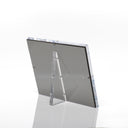 Modern clear acrylic display easel with minimalistic design and durability.