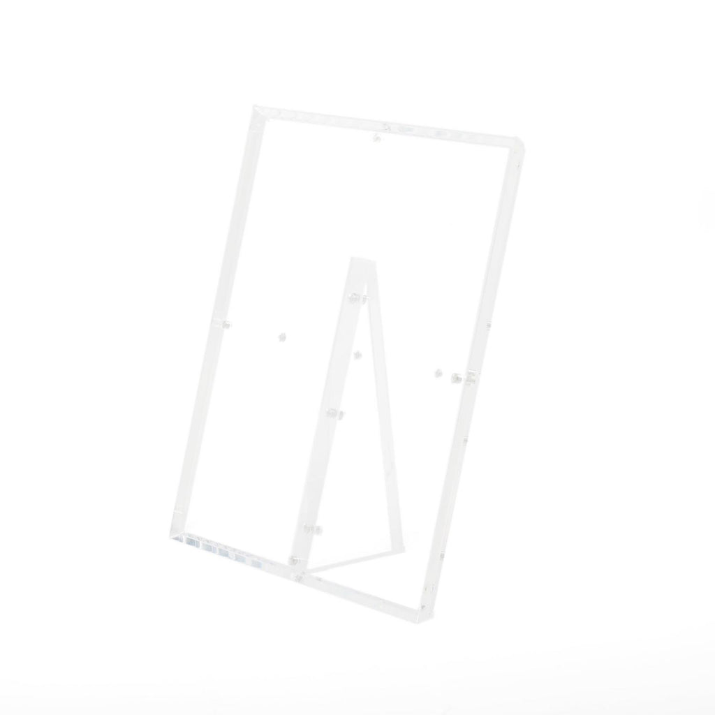 Minimalistic white frame with cross-bracing elements suggests stability and support.