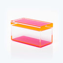 Minimalist designer storage box in pink and orange hues.