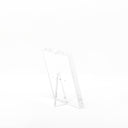 Transparent acrylic easel showcases minimalist design with sleek simplicity.