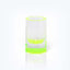 A modern and playful clear glass with vibrant neon green accents.