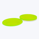 Vibrant green circular discs for versatile use and high visibility.