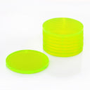 Neon green plastic petri dishes stacked, with matching cover.