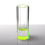 Cylindrical glass with neon green base and rim, modern design.