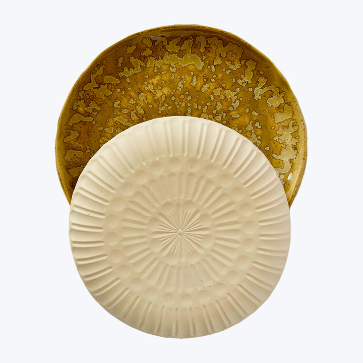 Faceted Ceramic Plate Large - Green Tea Default Title