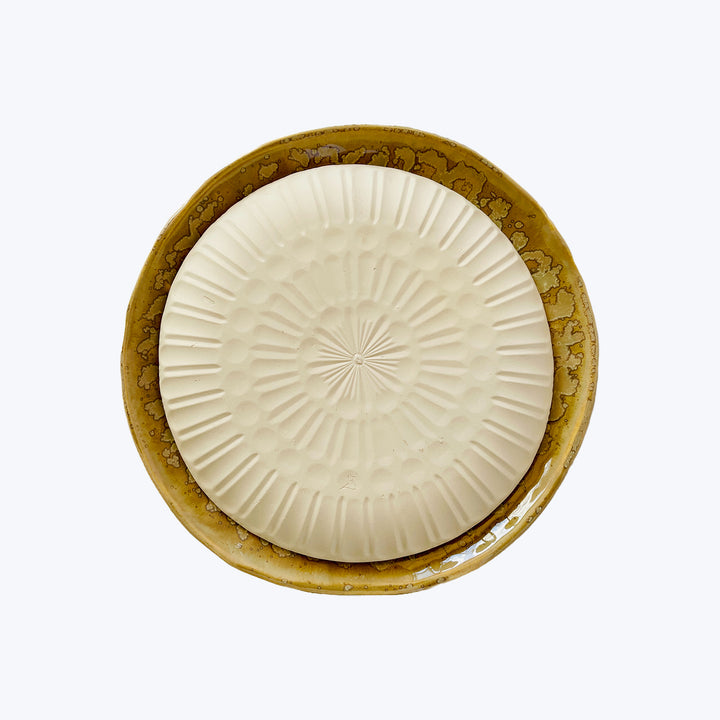 Faceted Ceramic Plate Large - Green Tea Default Title