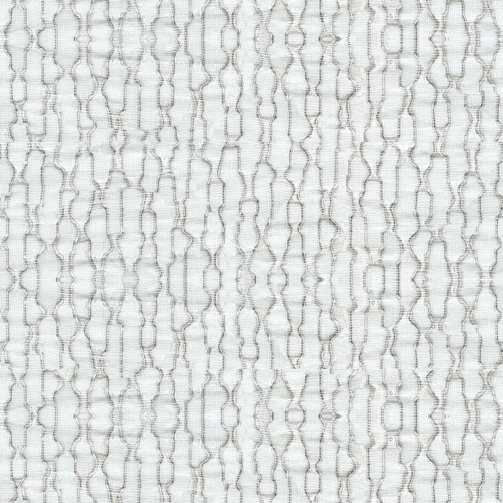 Close-up of a monochromatic textured fabric with interwoven pattern.