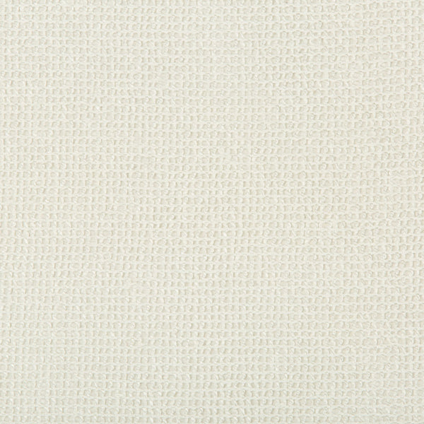 Close-up view of a cream fabric with woven textured pattern.
