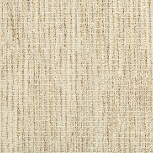 Close-up view of a durable, beige woven fabric with grid pattern.