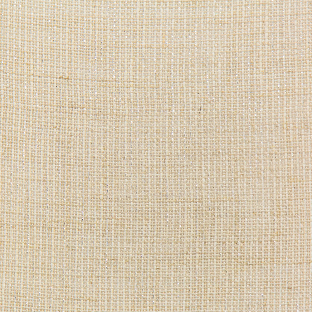 Close-up of beige woven fabric with tight grid-like texture.