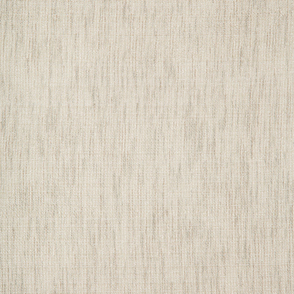 Close-up of light beige fabric with vertical weave pattern, textured linen-like.