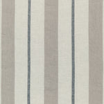 Vertical striped fabric in light and dark grey, with navy accents.