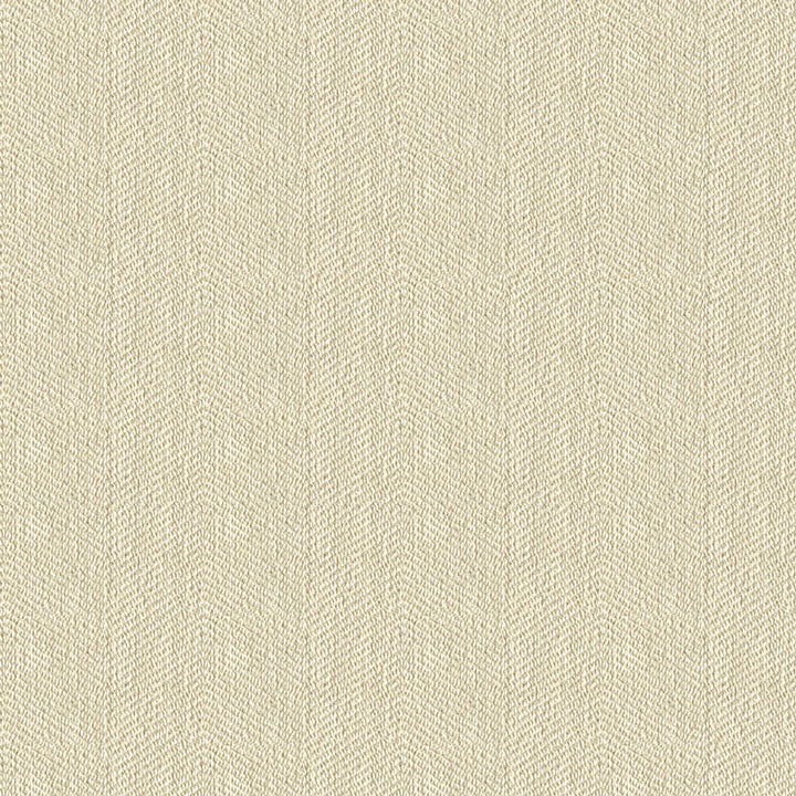 Close-up of neutral beige fabric with intricate herringbone weave pattern.