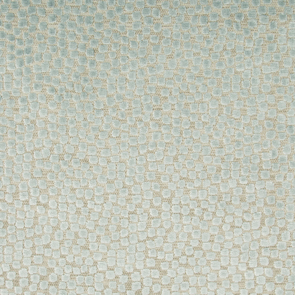 Textured fabric in pale blue with intricate geometric pattern