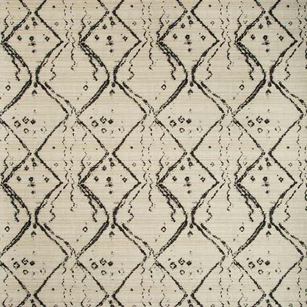 Geometric patterned fabric with bohemian feel, featuring diamond motifs.