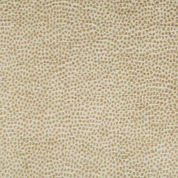Textured beige fabric with scattered, irregular dot pattern for interiors.