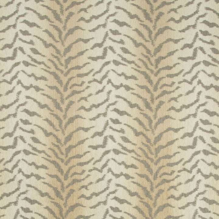 Tiger stripe fabric with alternating light beige and taupe stripes.