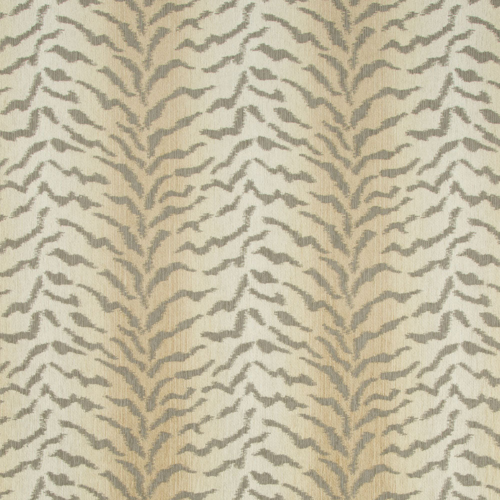 Tiger stripe fabric with alternating light beige and taupe stripes.