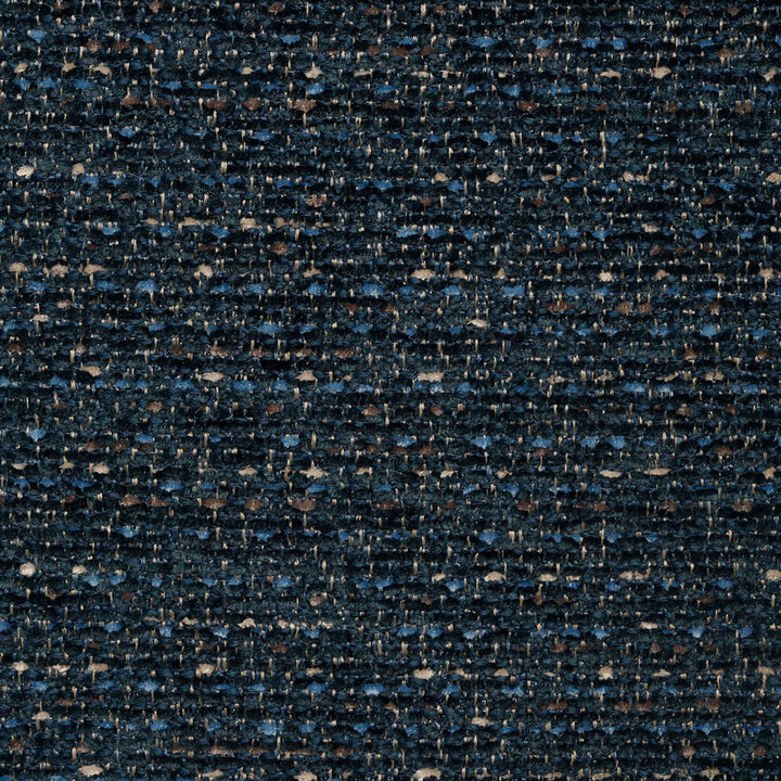 Close-up of durable, speckled fabric in dark blue shades for upholstery or carpeting.