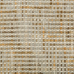 Close-up of neutral-toned, crosshatch woven fabric with visible threads.