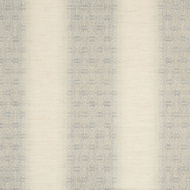 Neutral beige fabric with alternating textured and geometric stripe pattern