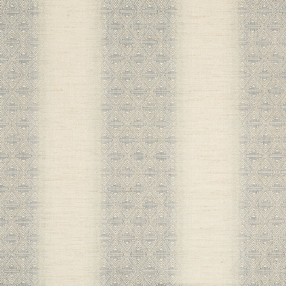 Neutral beige fabric with alternating textured and geometric stripe pattern