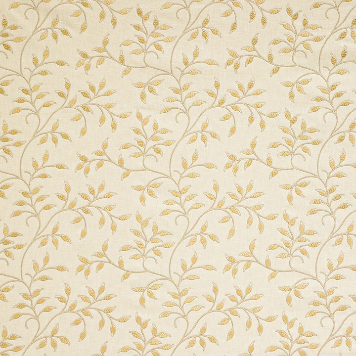 Elegant golden plant motif wallpaper adds a touch of nature-inspired luxury.