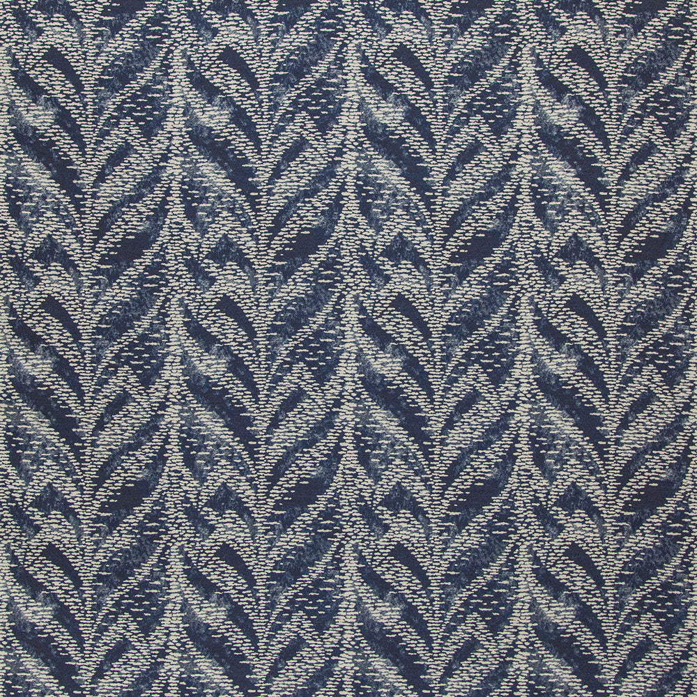 Intricate leaf-like pattern on dark fabric adds depth and rhythm.