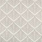 Symmetrical botanical fern frond pattern in calming gray on cream.