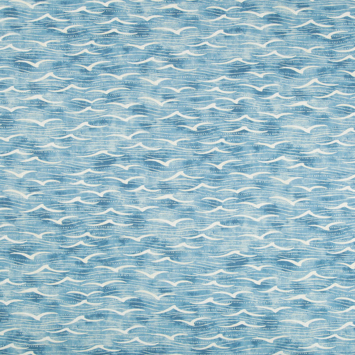 An artistic, hand-drawn pattern of stylized waves in soothing blues.