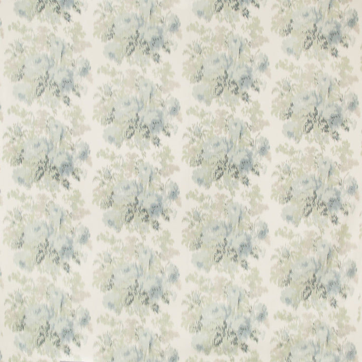 Soft, muted botanical motifs in cool greens and greys.