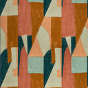 Modern abstract geometric design featuring earth tones in layered composition.