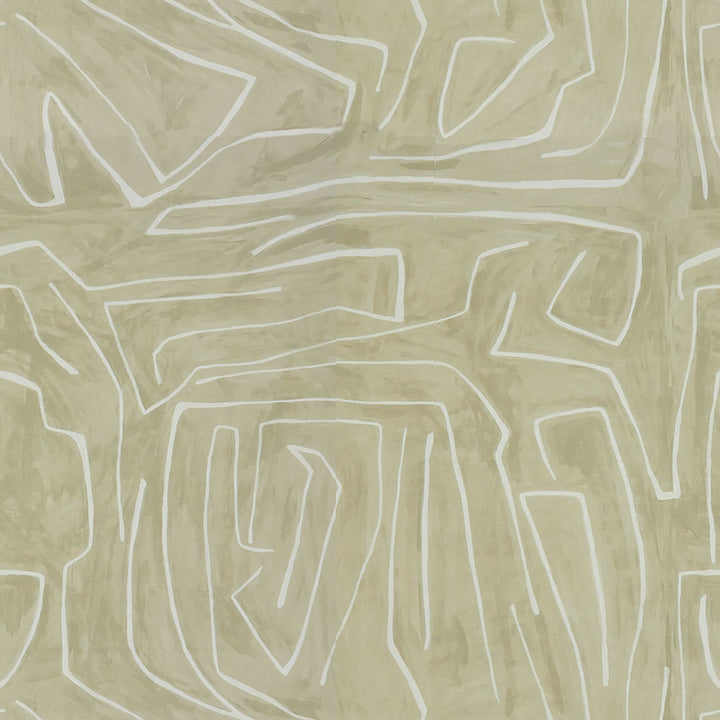 Abstract, angular shapes form a maze-like pattern in minimalist design.