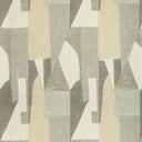 Abstract geometric pattern featuring interlocking rectangles and trapezoids in neutral colors.