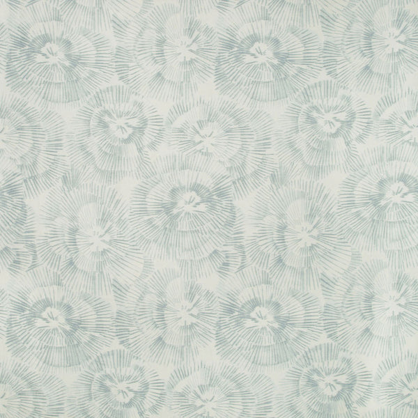 Patterned fabric with abstract, radiant circles in light tones.