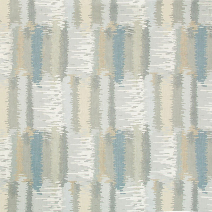 Abstract patterned fabric with varying bands of color and texture.
