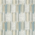 Abstract patterned fabric with varying bands of color and texture.