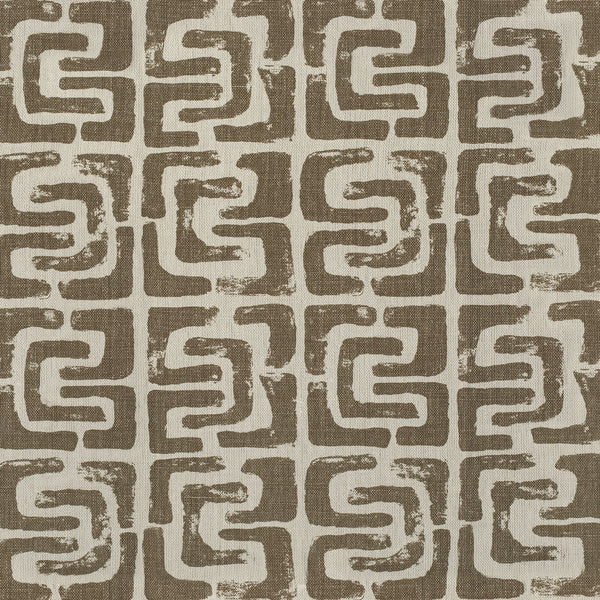 Geometric patterned textile in beige and brown with modern feel.