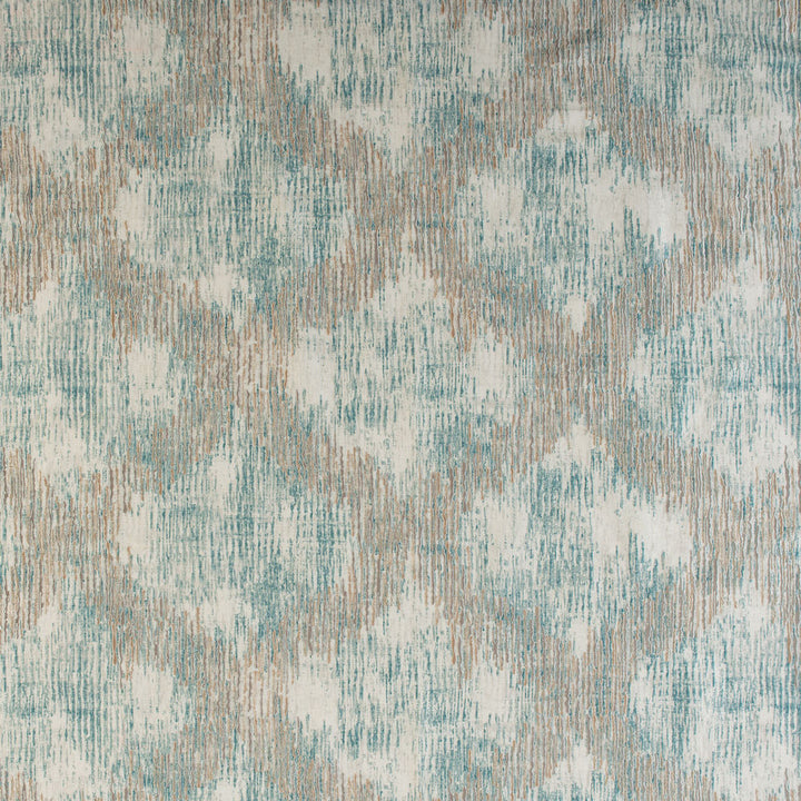 Textured fabric with distressed aqua and beige pattern for home decor.