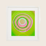 Hypnotic abstract artwork with concentric circles in vibrant colors.