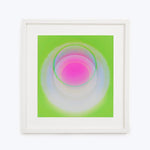 Abstract art piece with soft gradient circles framed and displayed.