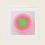 Framed artwork featuring abstract design with vibrant colors and serenity.