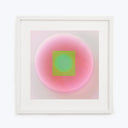 Framed artwork featuring abstract design with vibrant colors and serenity.