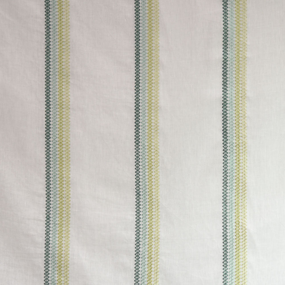 Decorative off-white fabric with vertical double striped chain patterns.