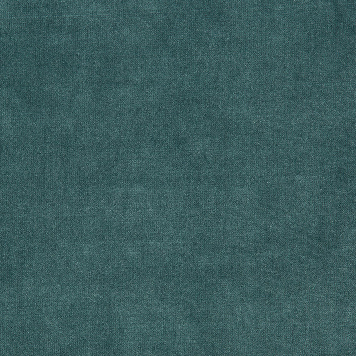 Close-up of teal woven fabric with uniform texture and color.