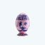 Decorative egg-shaped object with pink and blue floral pattern design.