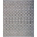 Monochromatic rectangular area rug with interlocking chain-like geometric pattern.