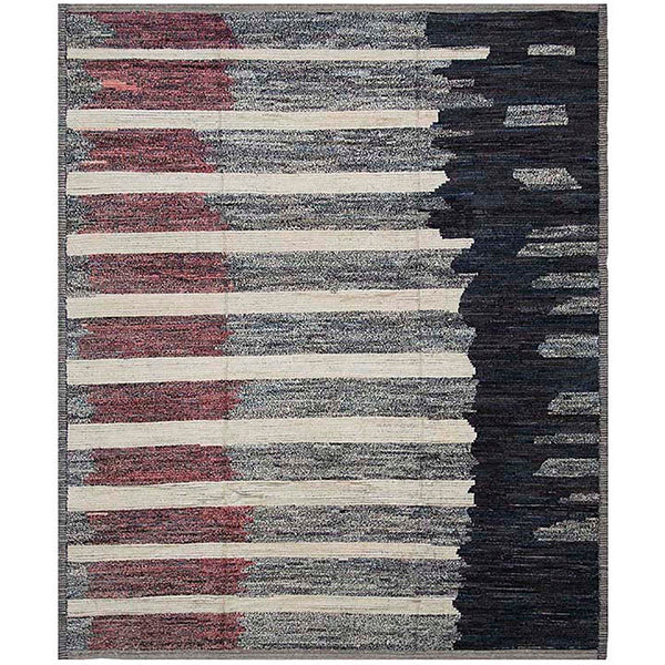 Contemporary striped area rug with gradient effect adds visual interest.